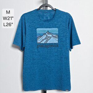 Patagonia Capilene Cool Daily T-Shirt Men’s M Blue Fitz Roy Mountain Graphic